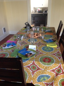 My seder table! The seder plate is from my grandmother. The iPad did NOT make an appearance at the actual event. 